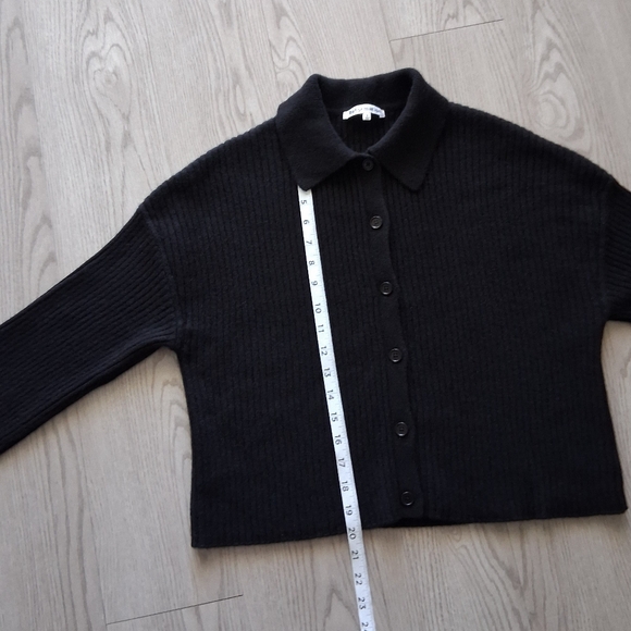 Reformation Frida Rib Knit Recycled Cashmere Collared Cardigan Black S - Picture 13 of 15